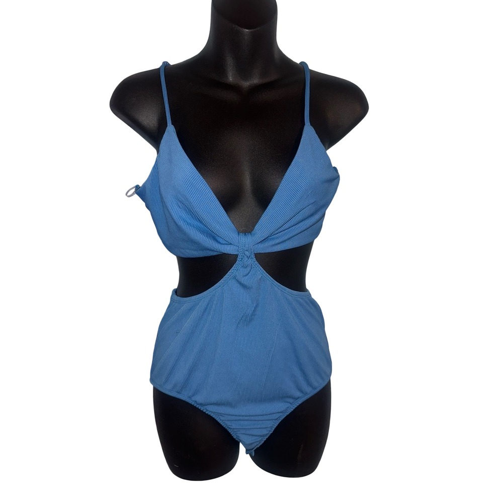 NWT‎ Princess Polly River Bodysuit Blue Ribbed Cut Out Twist Front US 8 NWT